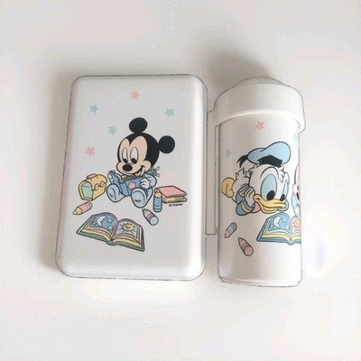 Disney Mickey Minnie Mouse Dose mit Flasche Set 90er Jahre Vintage Retro Selten