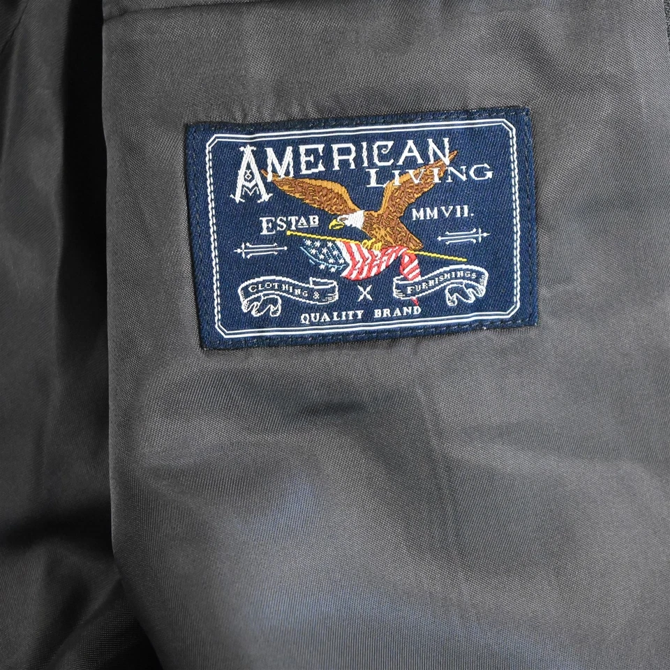 American Living 40R 33 x 32 серый в полоску 100% шерсти Мужская куртка брюки костюм - Изображение 4 из 4