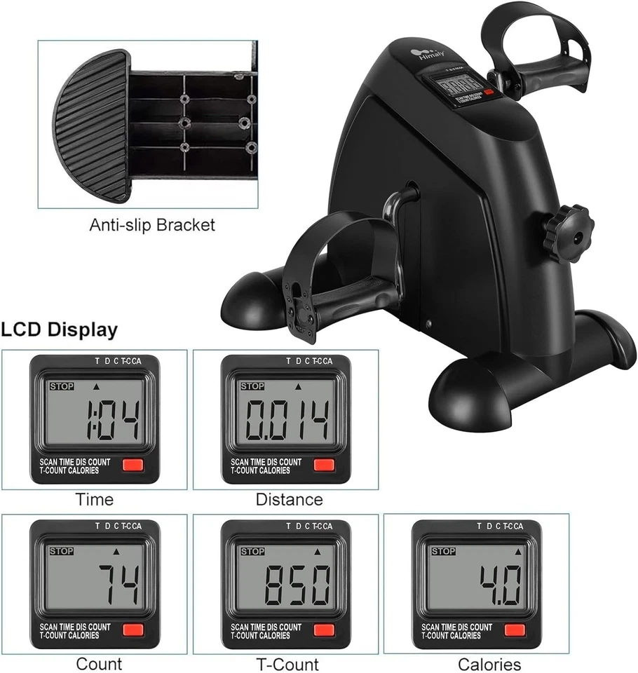 Portable Under-Desk Bike Pedal Exerciser with LCD Display - Adjustable 8 Levels - Image 4 of 4