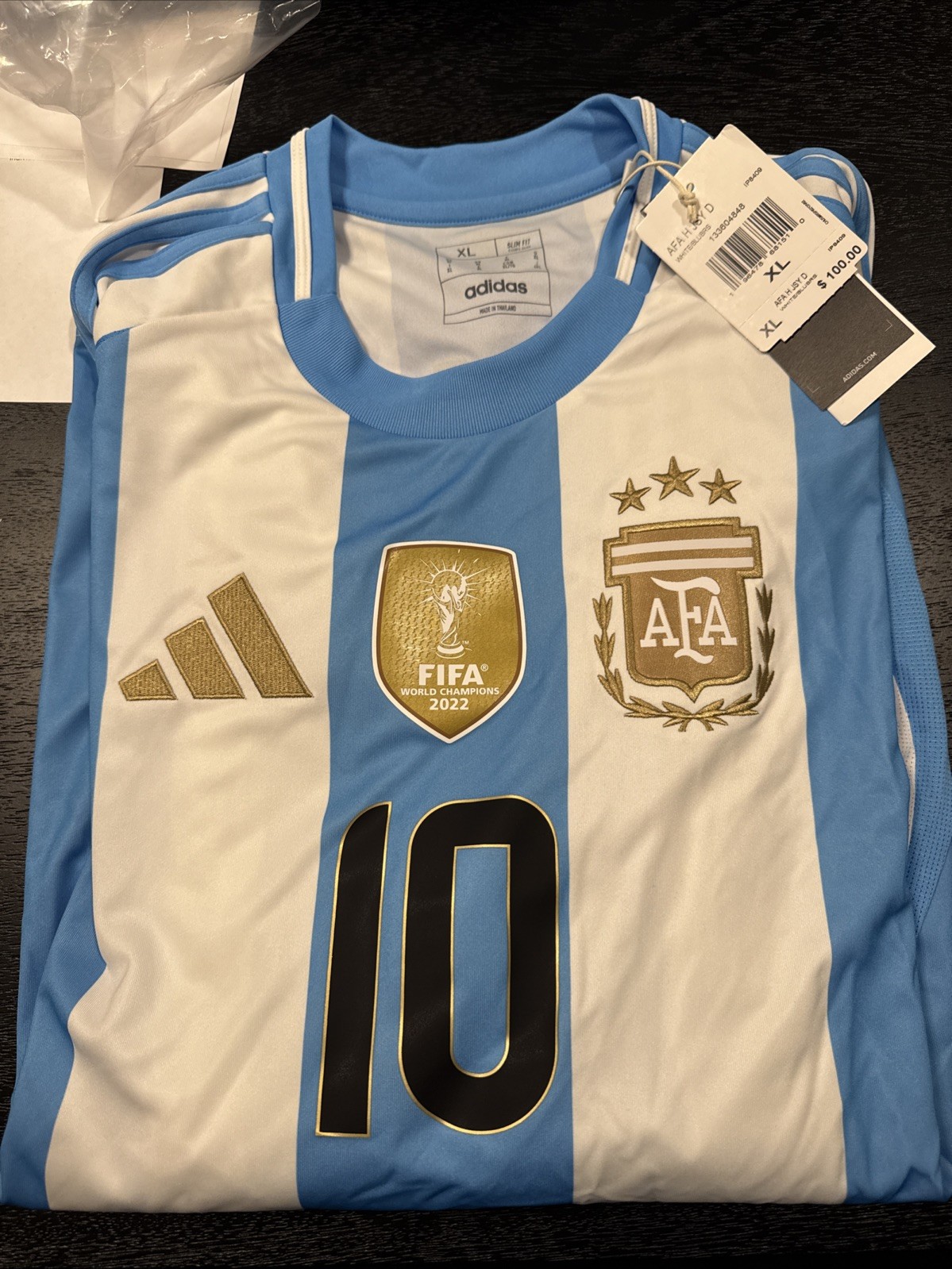 Adidas Mens XL Lionel Messi Argentina 10 2024 Home Jersey IP8409 New