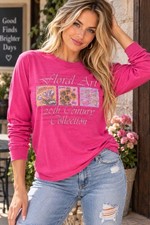 U.S. Tops Women’s L Pink Floral Art 20th Century Long Sleeve Shirt READ
