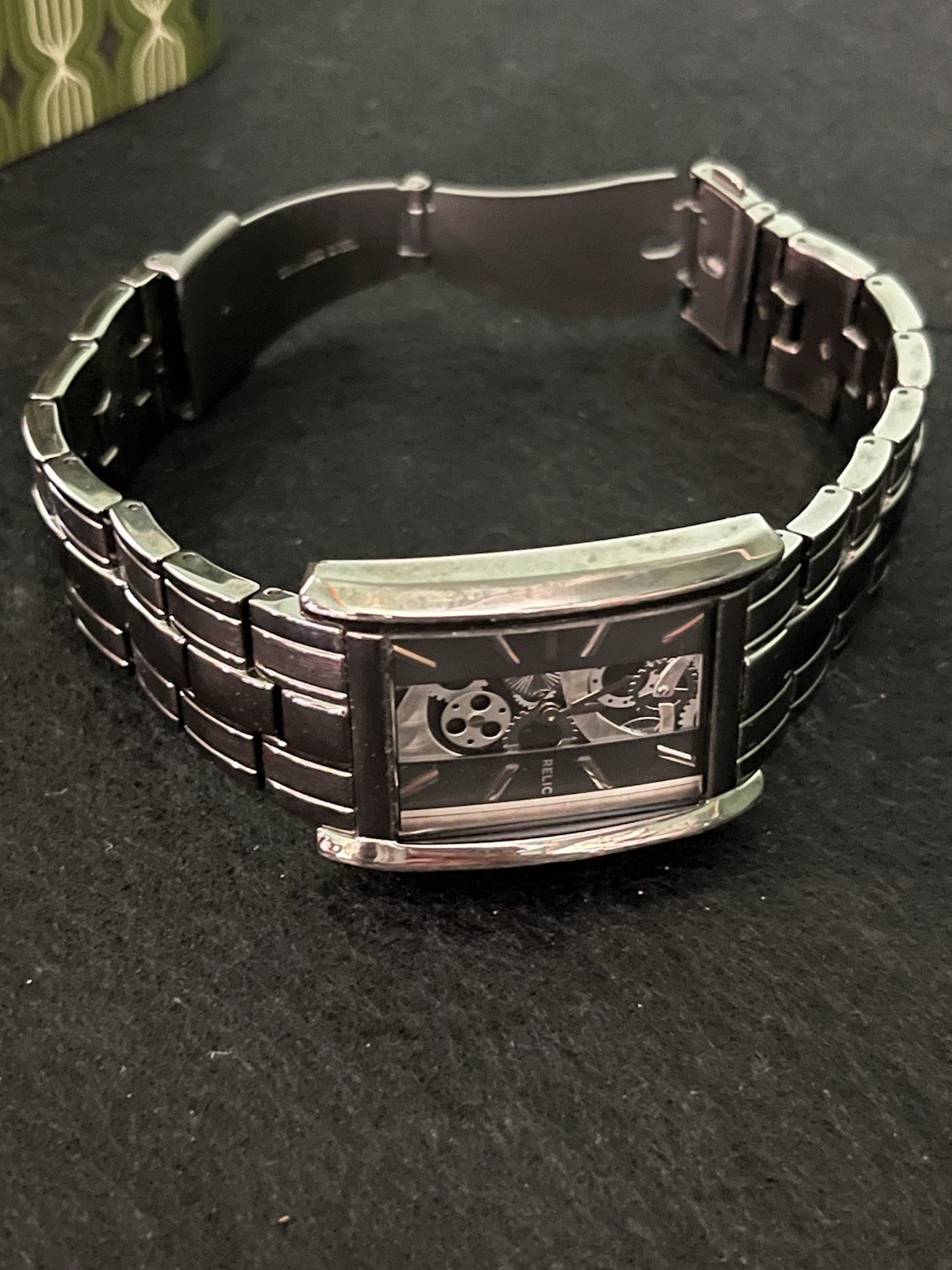 Relic Rectangular Watch Silver Tone Skeleton Dial… - image 6