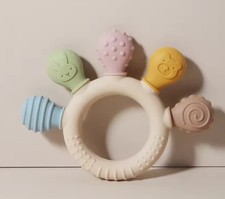 New Hand Multicolor Silicone Baby Ring Teether Anxiety Teething Toys 0-12 Months