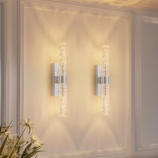 Battery Operated Sliver Wall Sconces 2 Set Rechargeable Battery Powered Light