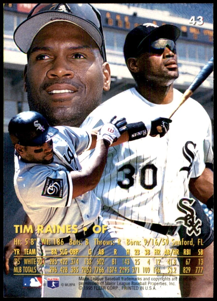 Tim Raines 1996 Ultra #43 Chicago White Sox MLB READ FREE SHIPPING AutographDen - Image 2 of 2