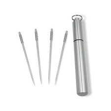 4 Pieces Titanium Toothpicks Set With Stainless Toothpick Holder for Keychain...