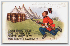 WW1 Postcard Donald McGill Bayonet Soldier Enemy's Barrels W.B 651 Penzance 1915