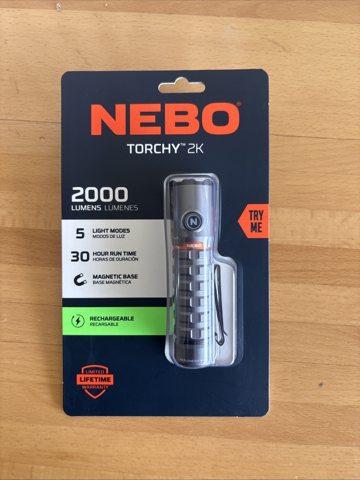NEBO Redline Torchy 2K 2000 Lumen Pocket Flashlightfor EDC Wireless USB Recha...