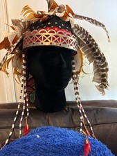 OLD IROQUOIS GUSTOWEH HEADDRESS cut out German silver ,Copper Eagle Shell Wampum