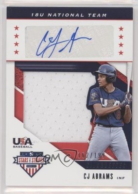 2019 USA Baseball Stars & Stripes 18U National Team Jerseys CJ Abrams Auto 09an
