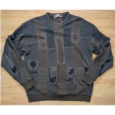 Vintage Shenandoah Golf Sweater Mens XXLT Grey Brown 100% Cotton Made in USA 90s