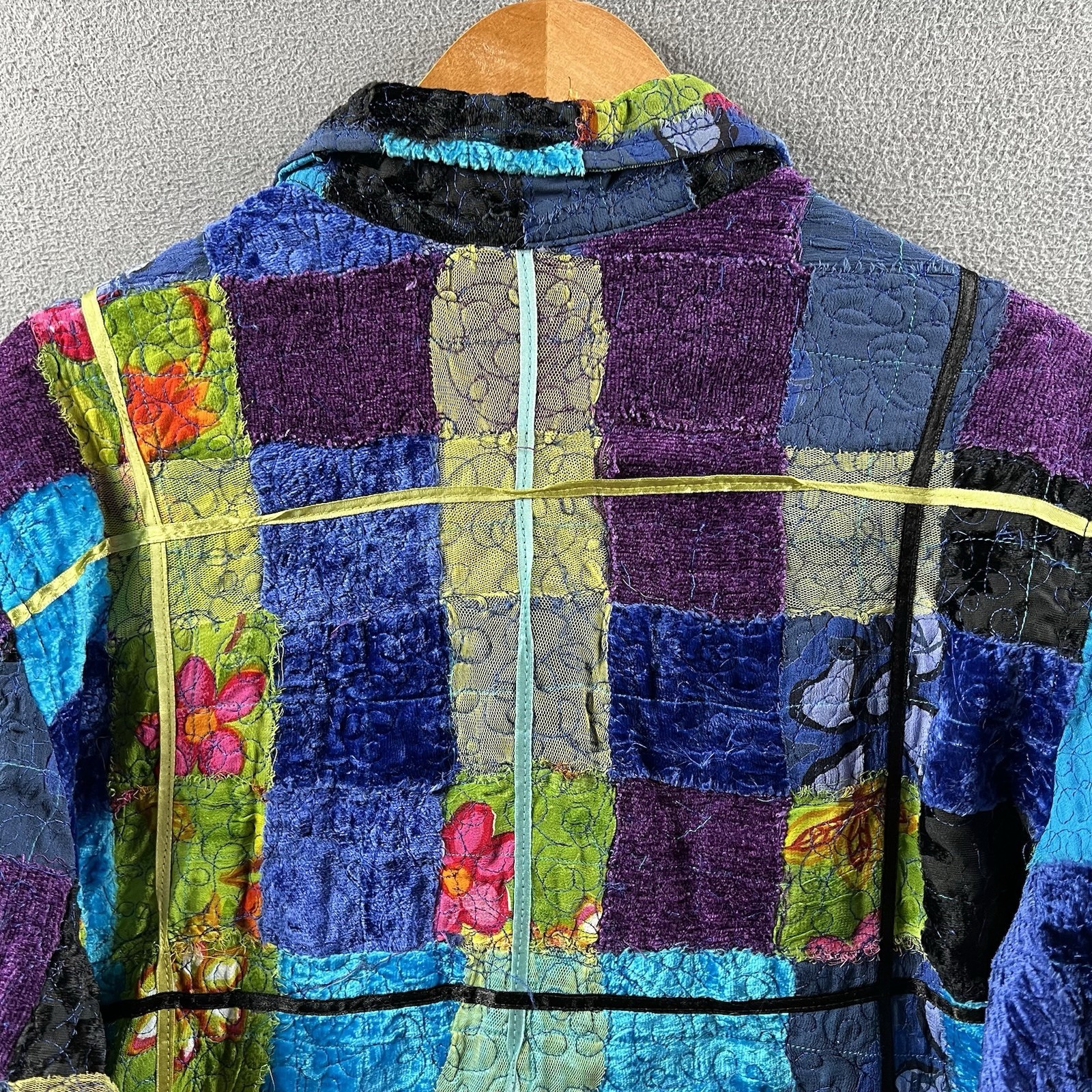 Chicos Jacket Size 3 Colorful Patchwork Floral 3D… - image 13