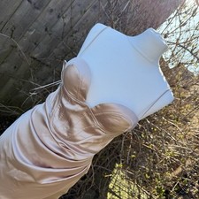 NWT Zara Nude Beige Pink Satin Effect Mini Corset Dress S