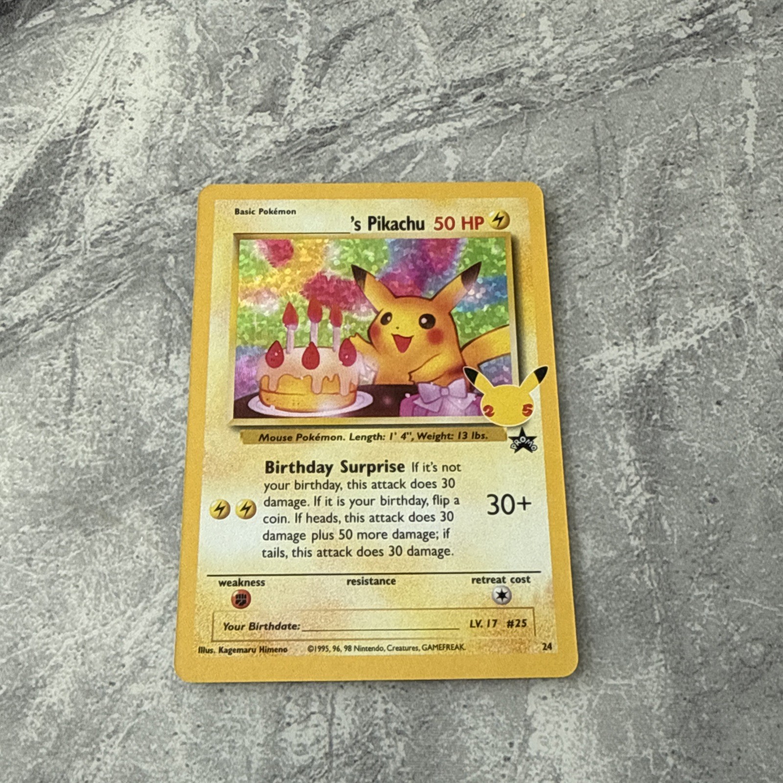Pokemon Birthday Pikachu 24 Holo Black Star Promo Celebrations pack fresh NM