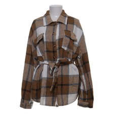 Shein, Oberhemd, Damen, Größe: 44, Braun/Weiß/Schwarz, Polyester, Glencheck #MJX