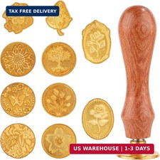 Wax Seal Stamp Set, 10pcs Sealing Wax Stamp Heads with a Wooden Handle Sealing W