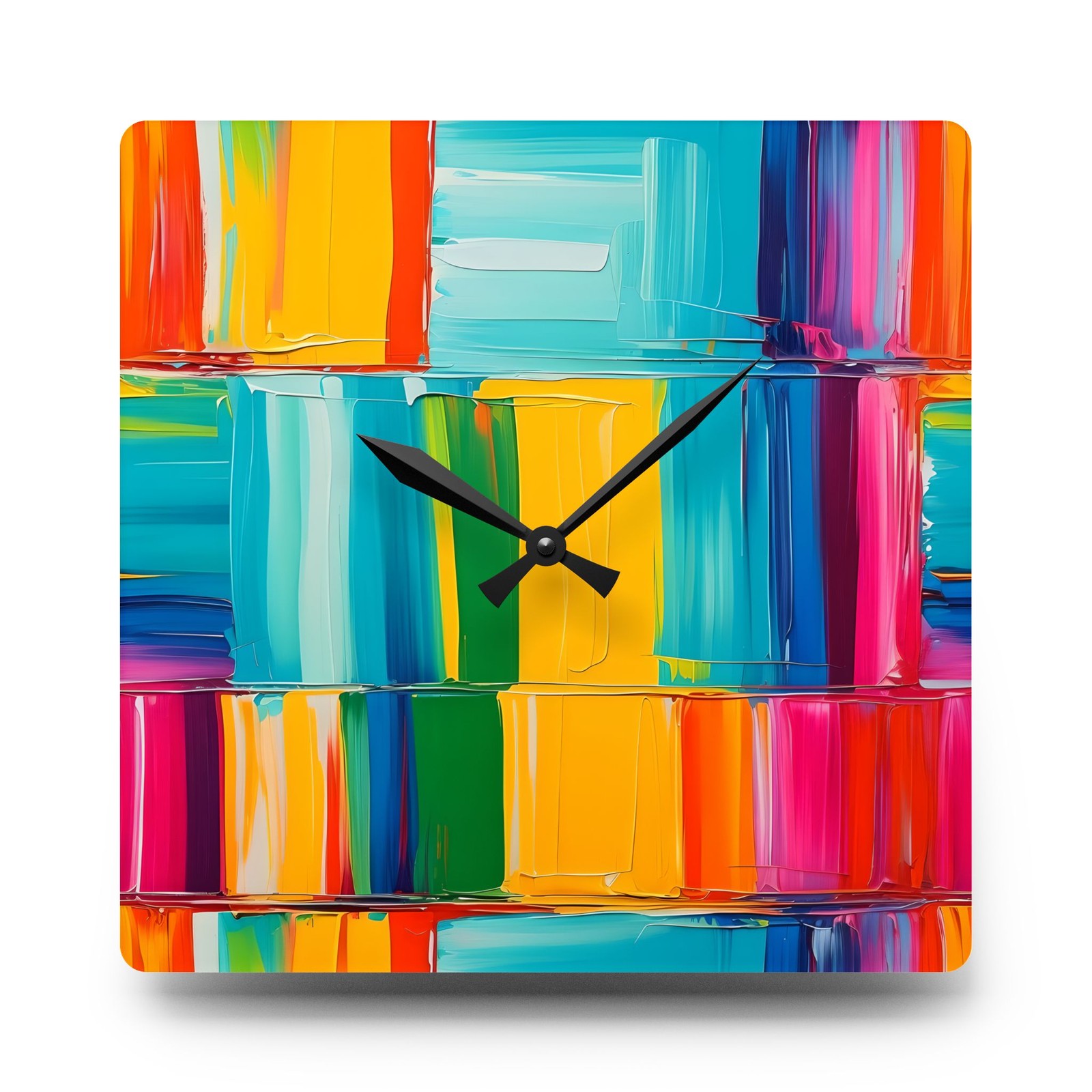 Acrylic Wall Clock, Colorful Abstract, Modern Home Decor, Art Lovers Gift
