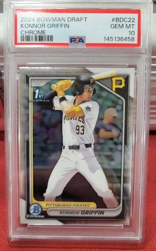 2024 Bowman Draft Konnor Griffin  Chrome 1st Pittsburgh Pirates PSA 10 Gem BDC22