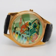 SUN TIME Jeff Gordon 1997 Genuine Leather Quartz Analog Men's Watch New Battery