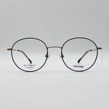 Woodys Brille Herren Damen rund schwarz gold ß Titanium PROXIMA NEU