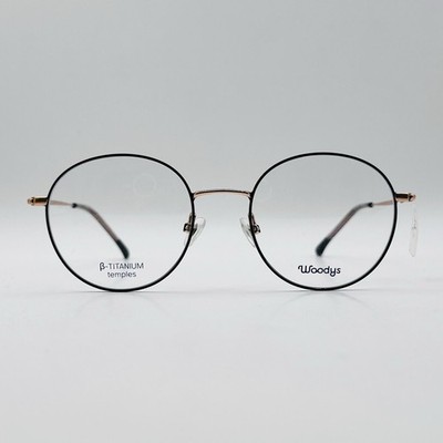 Woodys Brille Herren Damen rund schwarz gold ß Titanium PROXIMA NEU