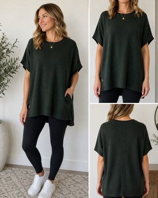 Lululemon OS Dark Green Cashmere Blend Dolman Sleeve Knit Tunic Sweater