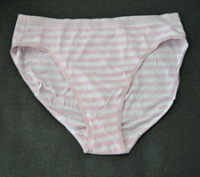 Vtg Victoria's Secret STRIPES PASTEL PINK Cotton Size M Signature HIGH-LEG BRIEF