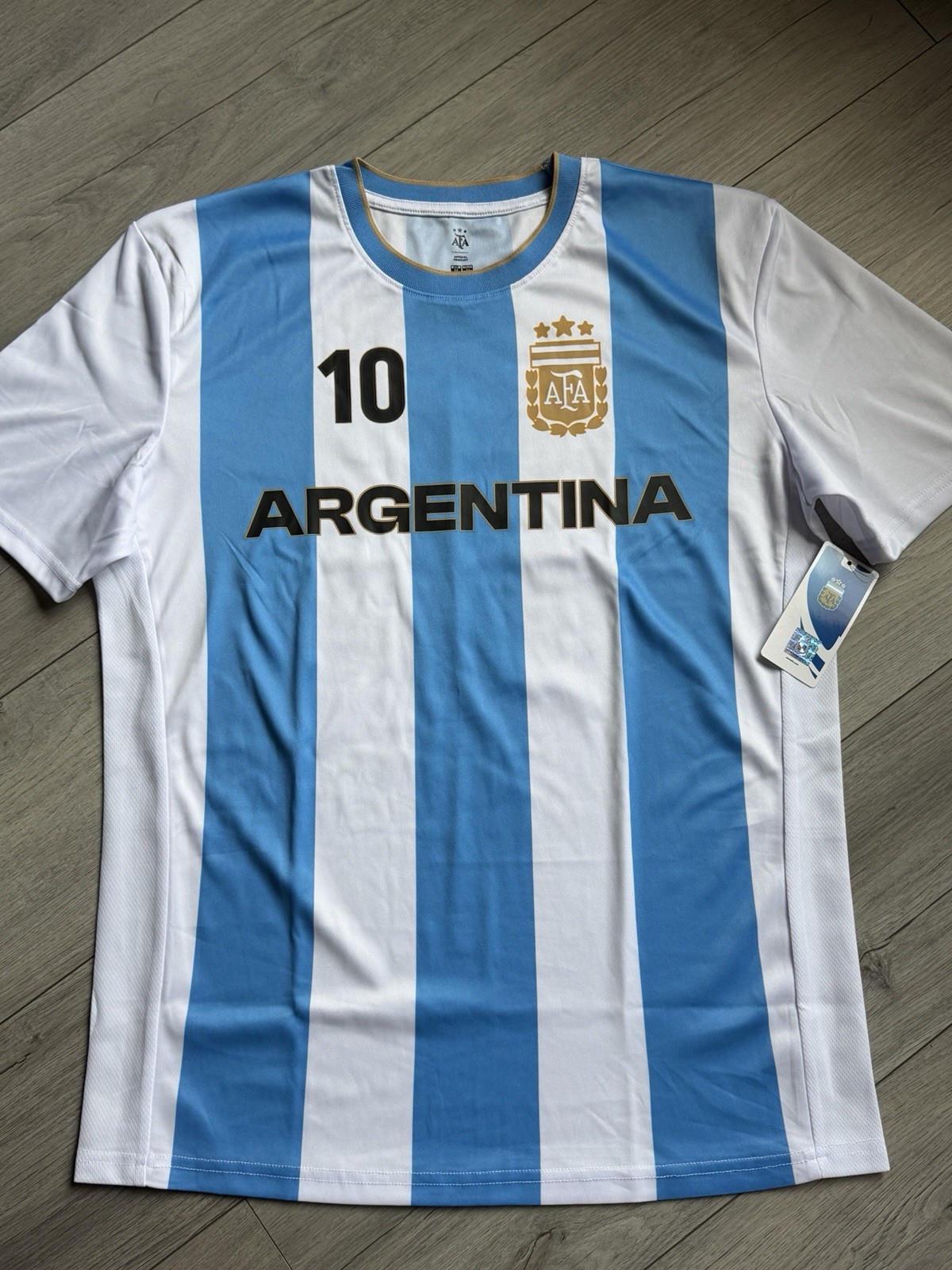 Lionel Messi #10 Argentina Jersey Mens M Blue White AFA Soccer Shirt NWT