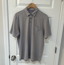 Tommy Bahama IslandZone Pima Cotton Polo Shirt Men Medium M Gray Stripe Golf
