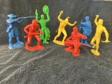 Lot of 7 6" Inch Toy Figures 4 Cowboys 3 Indians 1964