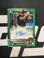 2025 BOWMAN DRAFT BRADY EBEL CHROME AUTO #/99  BMA-BE GREEN  MOJO REFRACTOR
