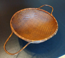 12" Vintage Natural Wicker/Rattan Woven Basket with Handles