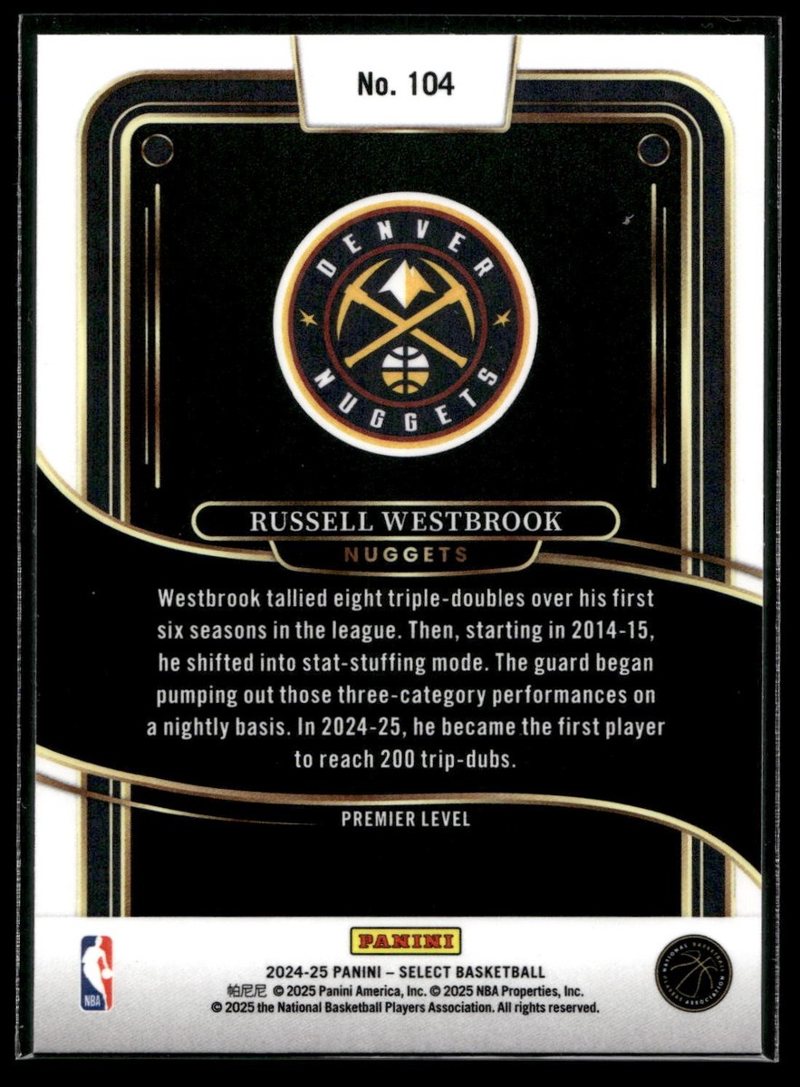 その他 21-22 NBA select RUSSELL WESTBROOK zebra Russell Westbrook 2023 Select #255 Courtside Zebra /(SSP