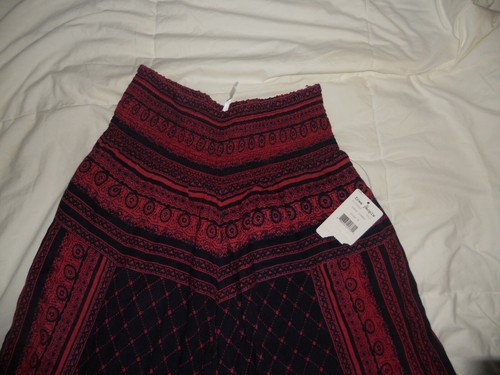 NWT FREE PEOPLE EXTREME WIDE-LEG PRINTED PANTS NAVY COMBO SIZE SMALL - Picture 3 of 7
