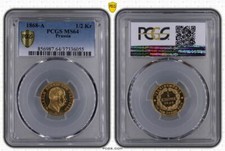Prusy 1/2 korony złoto 1868 prawie stemplowy połysk certyfikat PCGS MS64