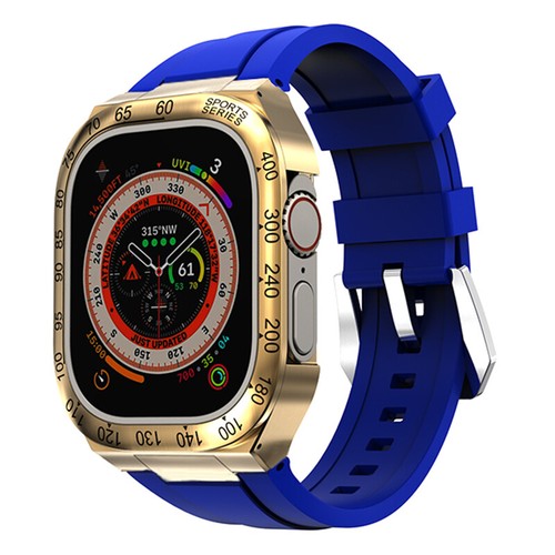 For Apple Watch Ultra 49MM Stainless Steel Mod Kit Metal Bezel Case Strap Band - Foto 71 di 72
