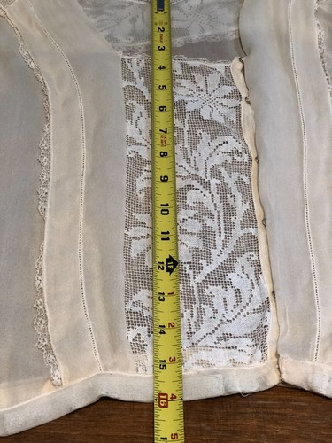 Antigua Blusa Eduardiana Crudo Gasa 38" Busto Floral Filete Encaje Cuello Marinero - Imagen 8 de 19