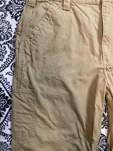 Carhartt Dungaree Pants Men's 38x36 (37x35) Khaki Original Fit 100% Cotton Work - Picture 8 of 10