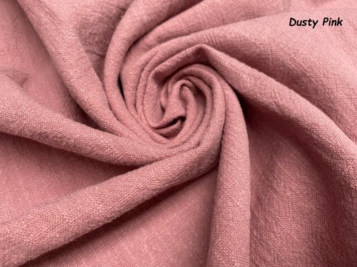 Stone Washed Plain Linen Fabric Soft Material Curtains Dress 55" Wide Dusty Pink - Picture 1 of 6