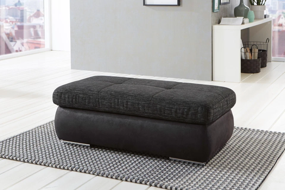 Sitztruhe L 129 x B 65 x H 47 aufklappbar schwarz anthrazit pflegeleicht Megapol - Bild 2 von 4