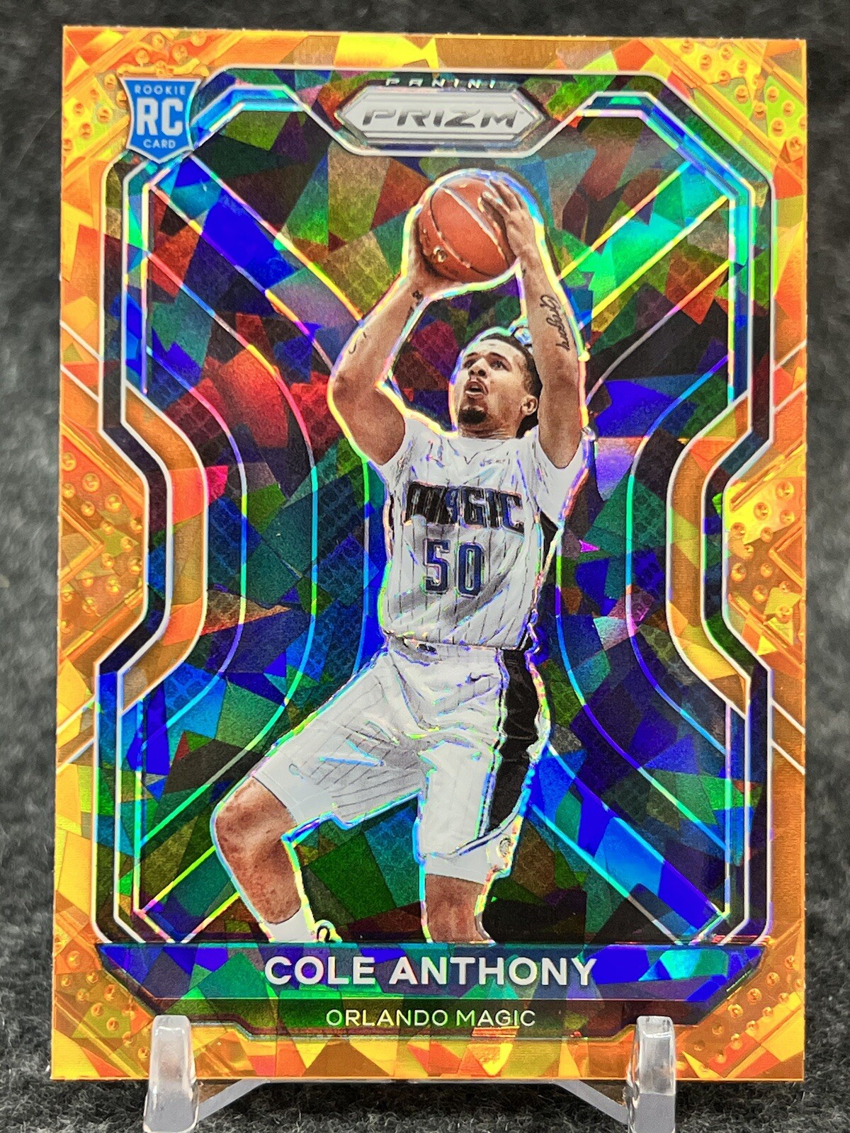 2020-21 Panini Prizm Cole Anthony Orange Cracked Ice Rookie #292 Orlando Magic