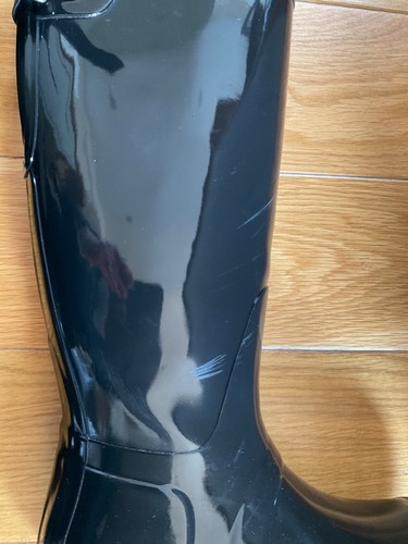Hunter Womens Original Tall Black Patent Gloss Wellington Boots Size UK 7 - Picture 10 of 16