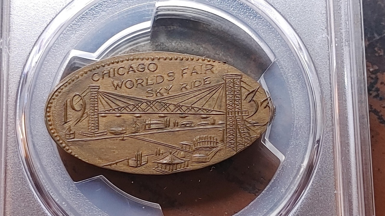 1933 Chicago Worlds Fair Sky Ride Elongated Wheat Cent PCGS MS64 BN         4896