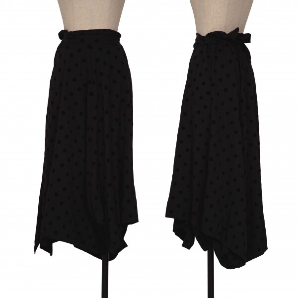 Yohji Yamamoto NOIR Silk Flocked Dot Skirt Size 1(K-134282 Yohji Yamamoto NOIR Silk Flocked Dot Skirt Size 1(K-134282