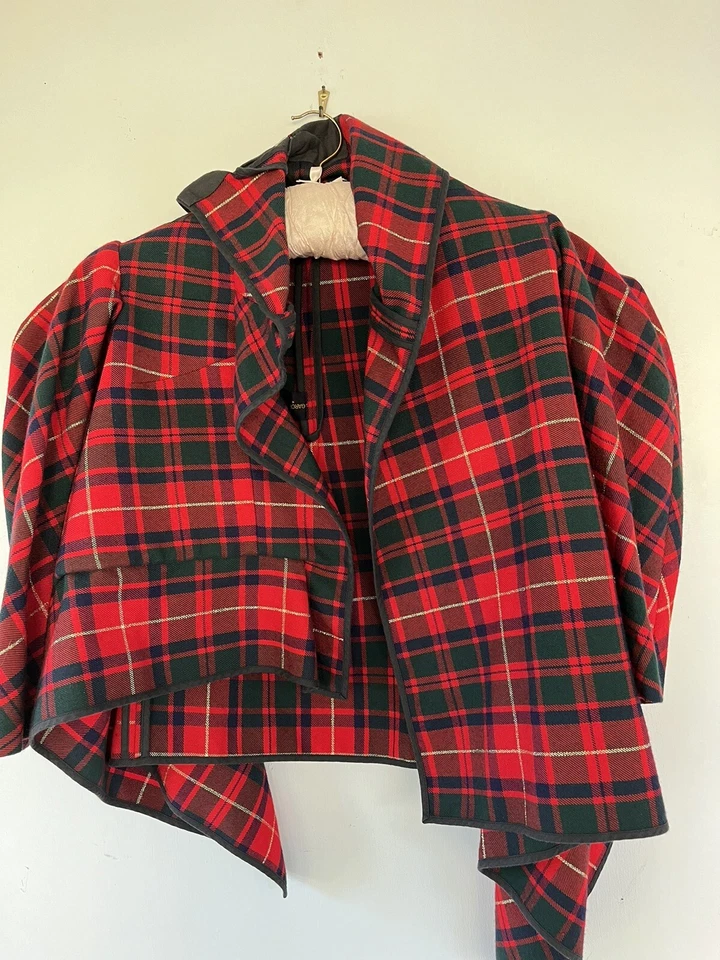 Jaqueta de passarela vintage Comme Des Garçons 1999 A/W xadrez vermelha - Imagem 3 de 4