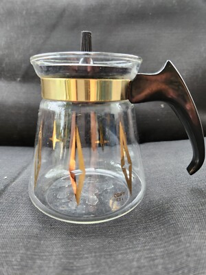 Vintage Single Serve Coffee Carafe Cory Glass Atomic Gold