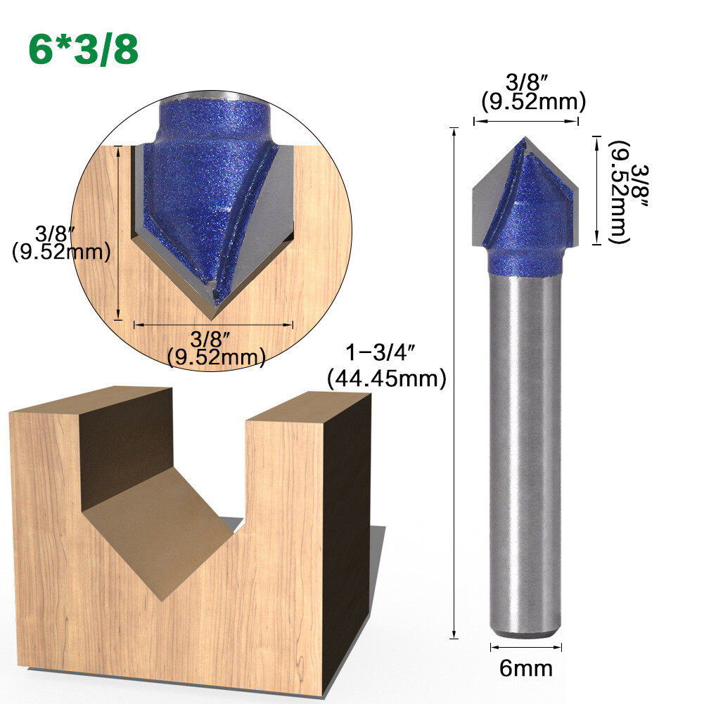 boistore様 6mm Shank 90 Degree V Groove Router Bit Set 1/4