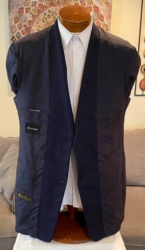 John W Nordstrom Mens Blue Loro Piana 100% Cashmere Blazer Jacket Coat Sz 44 XLG - Picture 7 of 12