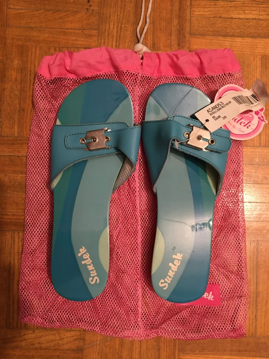 SUNDEK CIABATTE MARE DONNA ZOCCOLI LEGNO SANDALI AZZURRO ASAND53 MISURA 38