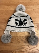 BEANIE HAT WITH FUR POM POMS FROM TOKYO HANDS, JAPAN